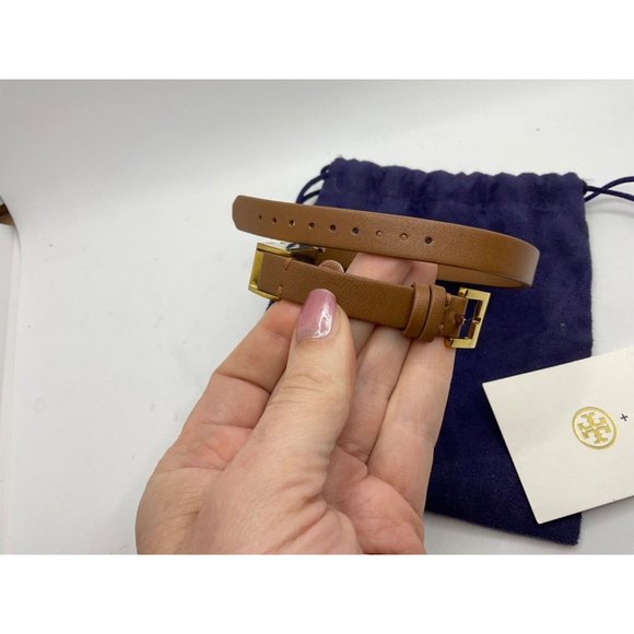 Tory Burch Fitbit Flex Double Wrap Leather Bracelet Bark Aged Gold - Picture 3 of 5